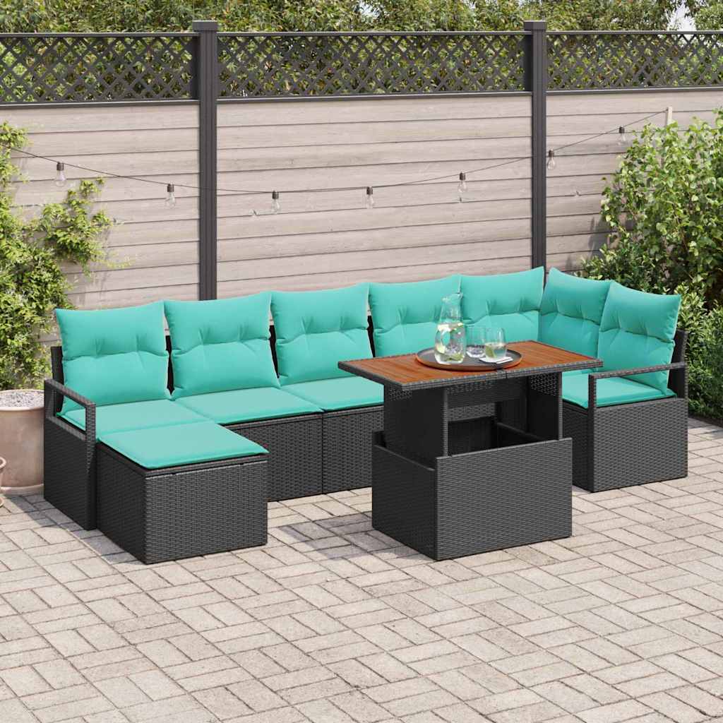 vidaXL Tuin Eetset met kussen 8 pcs Grijs en Marineblauw