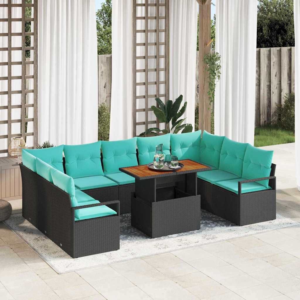 vidaXL Tuin Sofa Set met kussen 10 pcs Grijs en Marineblauw