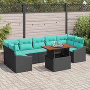 vidaXL Tuin Eetset met kussen 8 pcs Zwart en Teal
