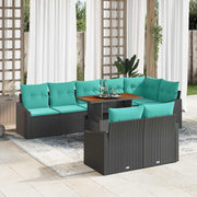 vidaXL Tuin Eetset met kussen 9 pcs Zwart en Blauwgroen