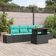 vidaXL Tuin Eetset met kussen 5 pcs Zwart en Blauwgroen