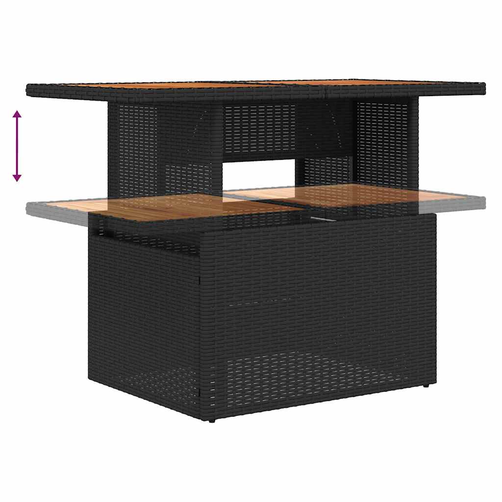 vidaXL Tuin Eetset met kussen 7 pcs Zwart en Blauwgroen