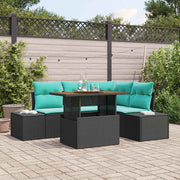 vidaXL Tuin Eetset met kussen 5 pcs Zwart en Blauwgroen