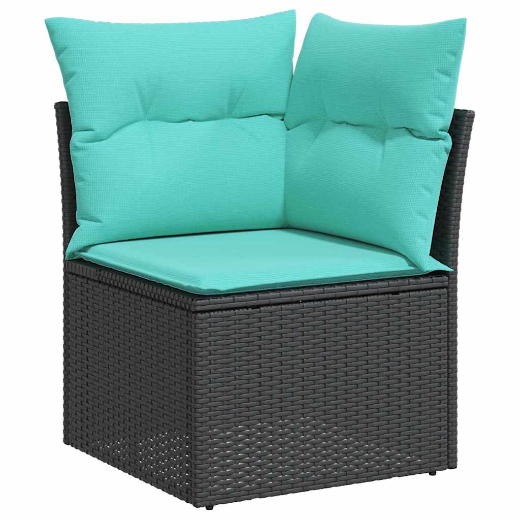 vidaXL Tuin Eetset met kussen 5 pcs Zwart en Blauwgroen