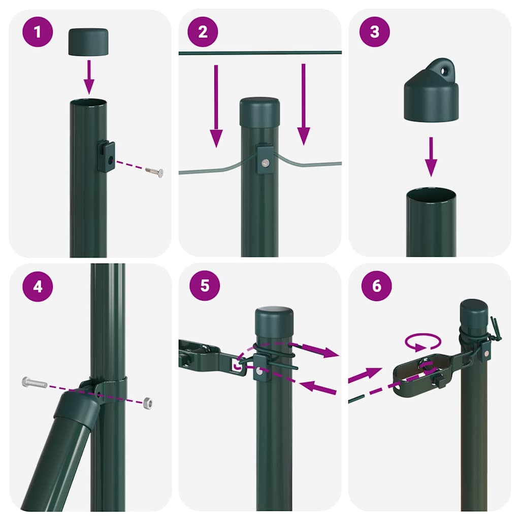 vidaXL Hekpalen 26 st Ø32 mm 80 cm gegalvaniseerd staal groen
