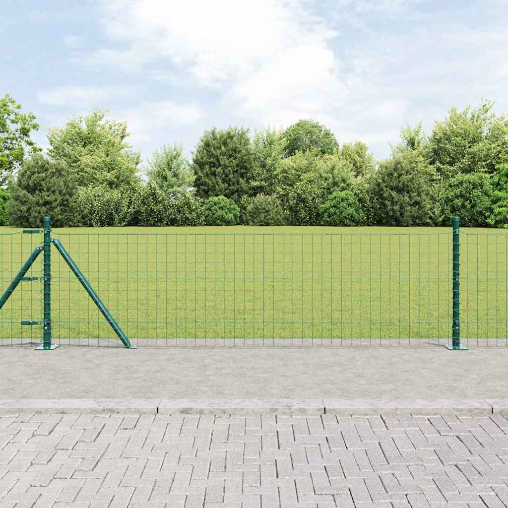 vidaXL Hekpaal met betonnen voet 26 st Groen Gepoedercoat staal