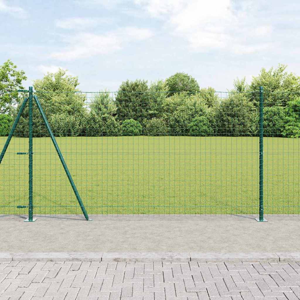 vidaXL Hekpaal met betonnen voet 26 st Groen Gepoedercoat staal