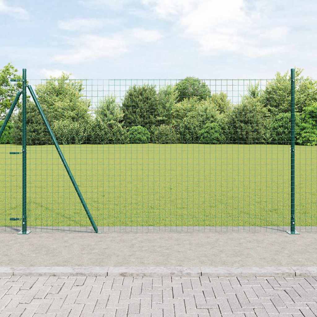 vidaXL Hekpaal met betonnen voet 26 st Groen Gepoedercoat staal