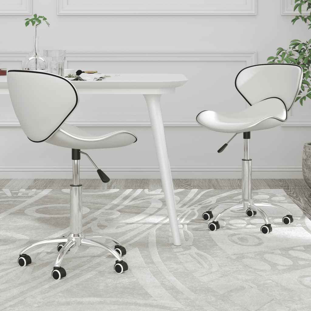 vidaXL Eetkamerstoelen draaibaar 2 st kunstleer wit