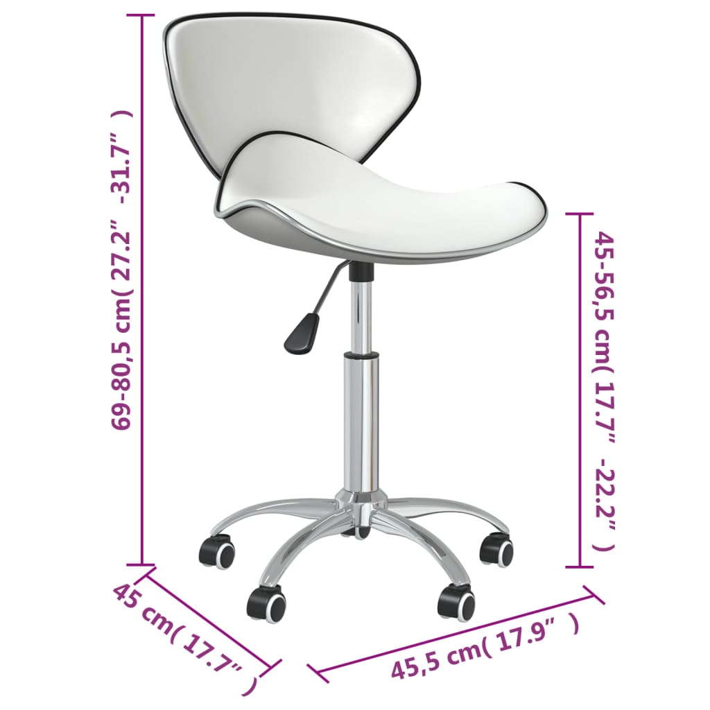 vidaXL Eetkamerstoelen draaibaar 2 st kunstleer wit