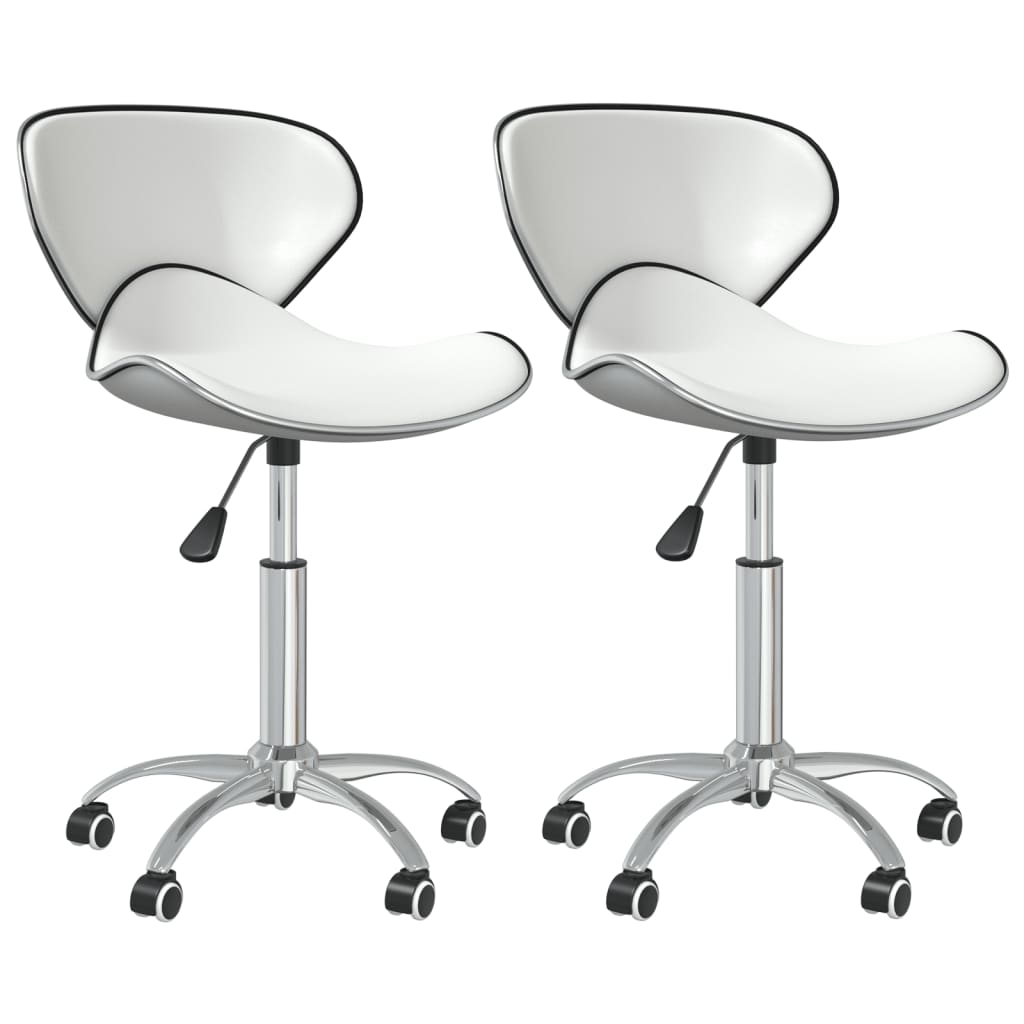 vidaXL Eetkamerstoelen draaibaar 2 st kunstleer wit