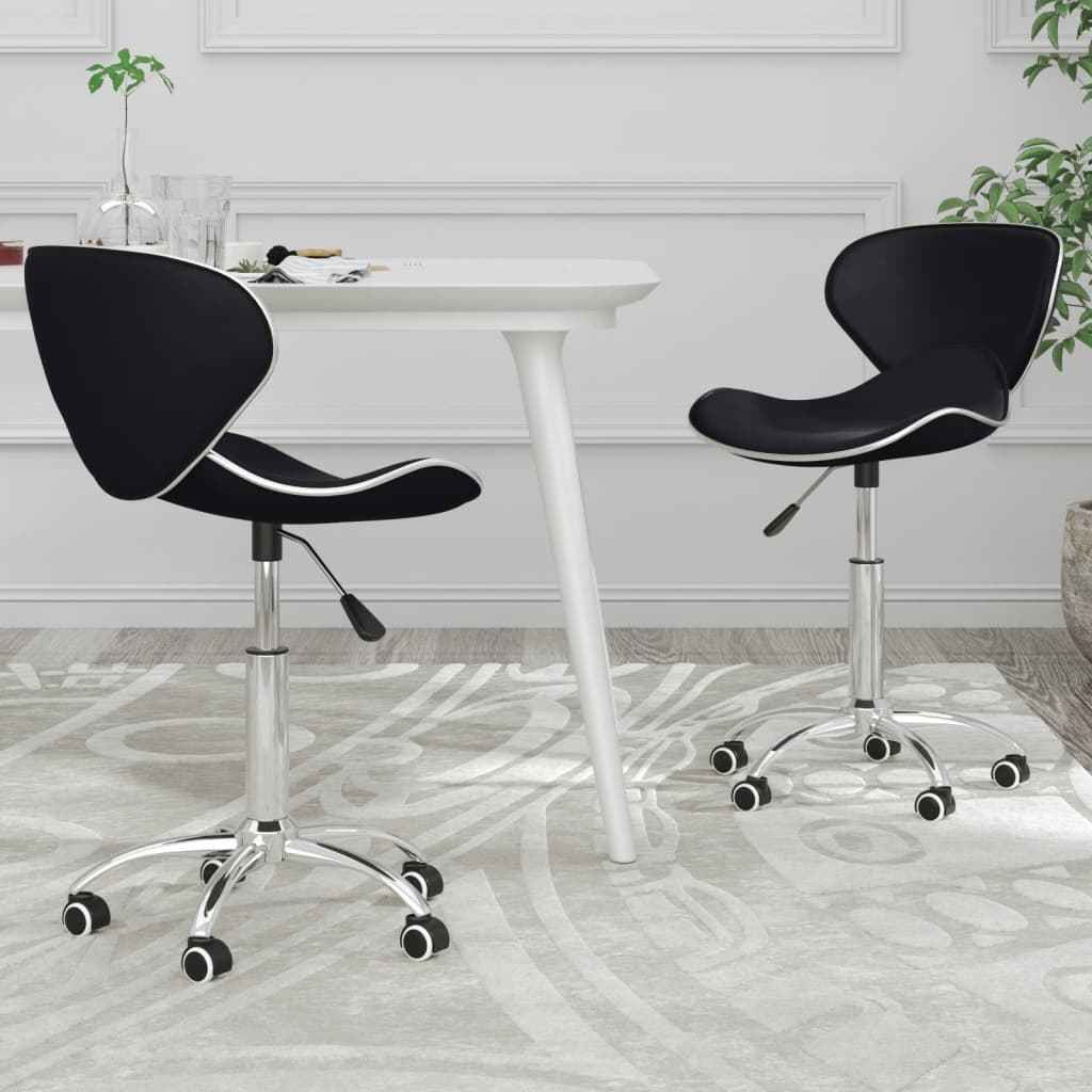 vidaXL Eetkamerstoelen draaibaar 2 st kunstleer wit