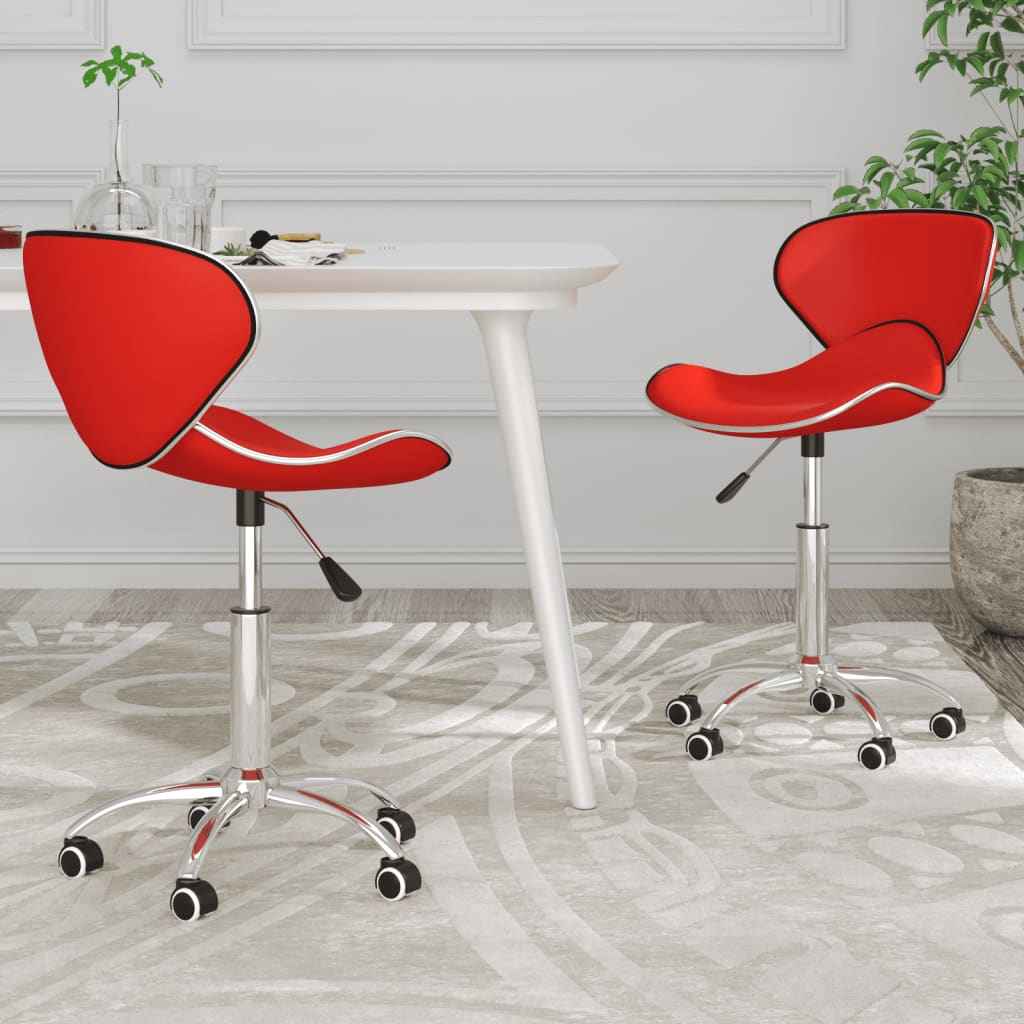 vidaXL Eetkamerstoelen draaibaar 2 st kunstleer wit