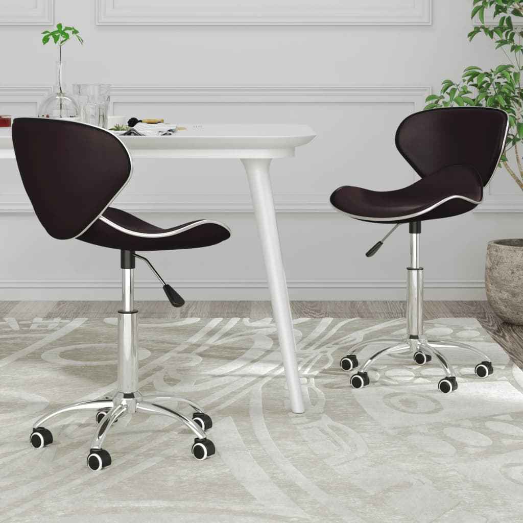 vidaXL Eetkamerstoelen draaibaar 2 st kunstleer wit