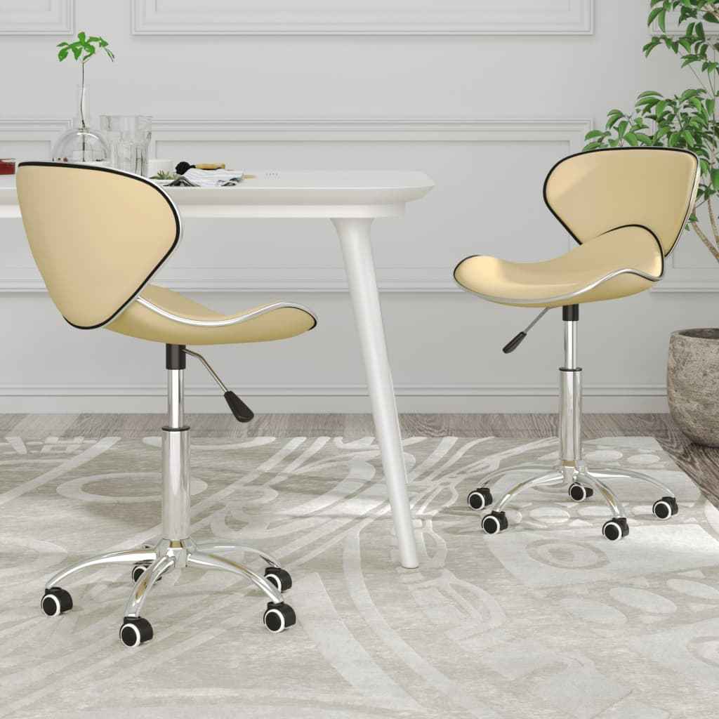 vidaXL Eetkamerstoelen draaibaar 2 st kunstleer wit