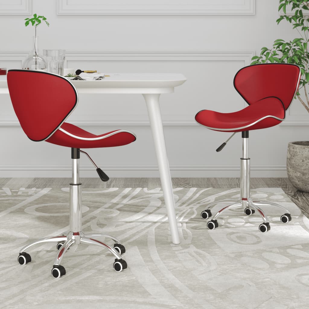 vidaXL Eetkamerstoelen draaibaar 2 st kunstleer wit