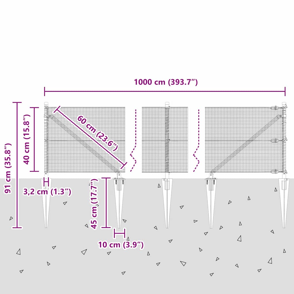 vidaXL Afrasteringspaal Zilverkleurig