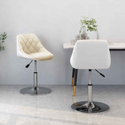vidaXL Eetkamerstoelen draaibaar 2 st kunstleer crèmekleurig en wit