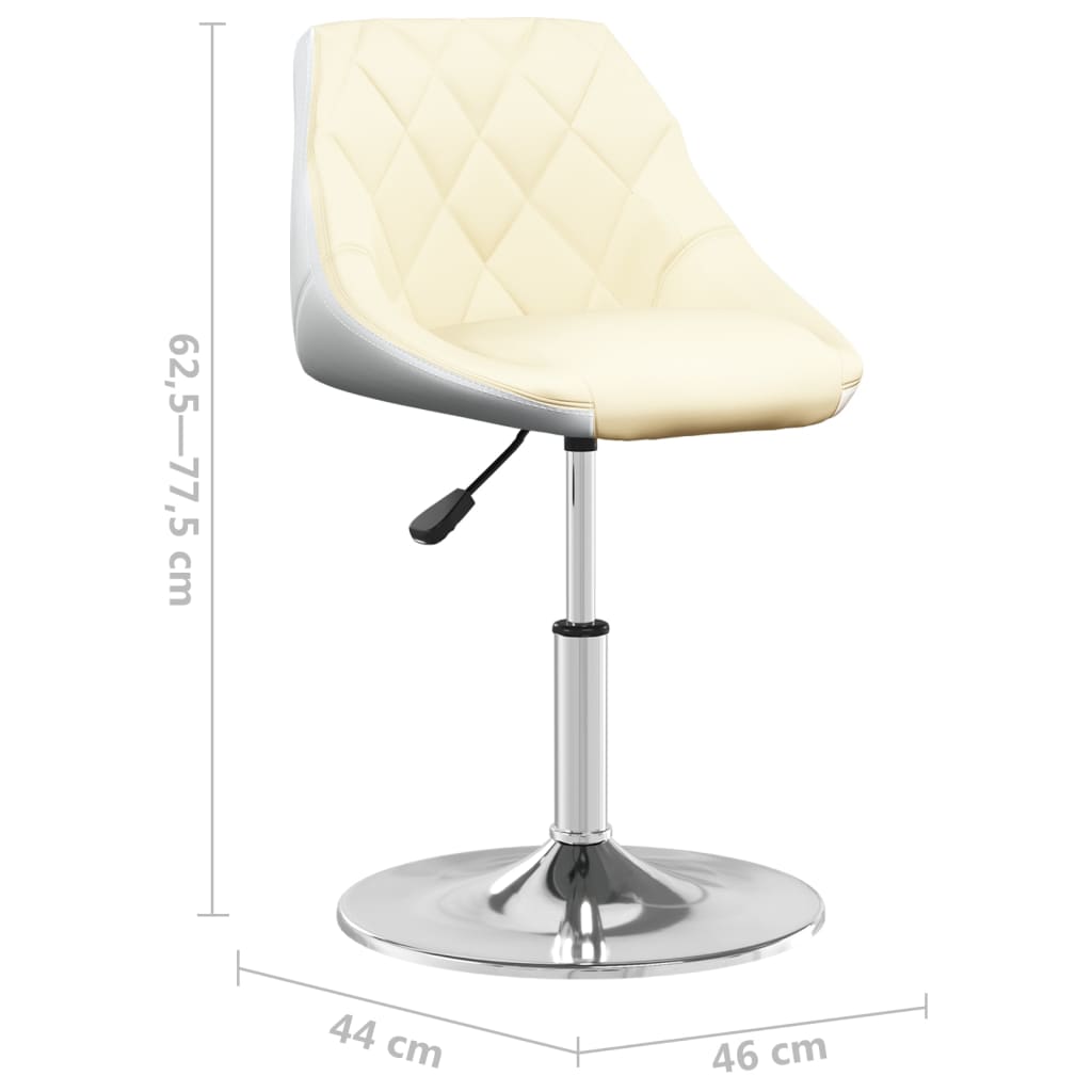 vidaXL Eetkamerstoelen draaibaar 2 st kunstleer crèmekleurig en wit