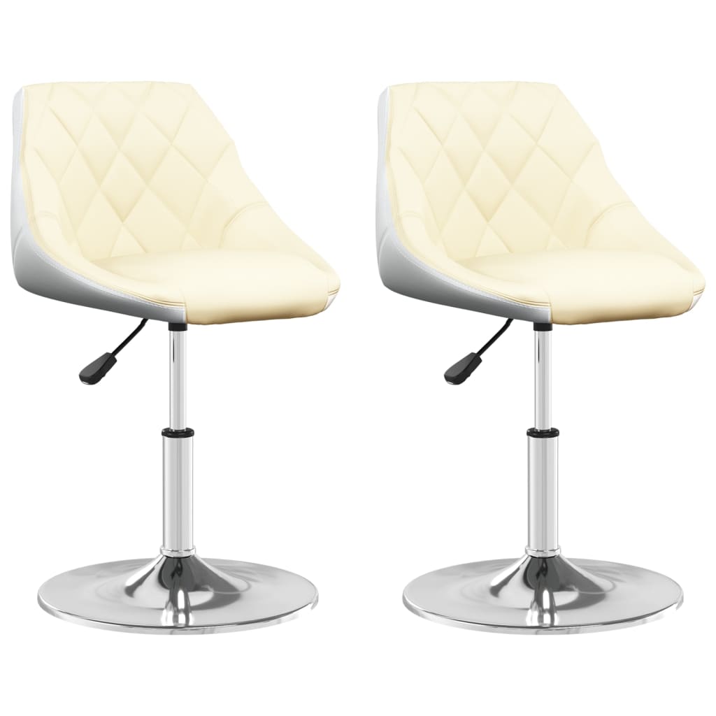 vidaXL Eetkamerstoelen draaibaar 2 st kunstleer crèmekleurig en wit