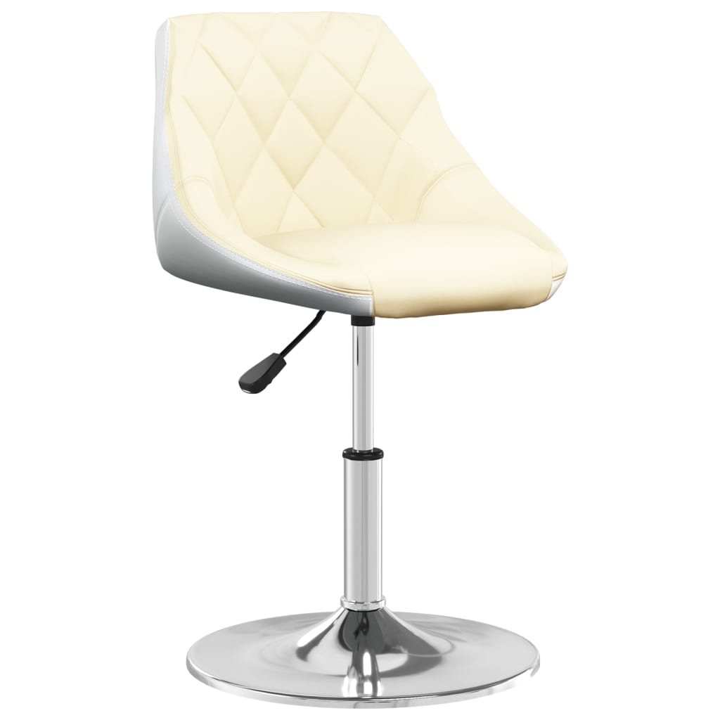 vidaXL Eetkamerstoelen draaibaar 2 st kunstleer crèmekleurig en wit