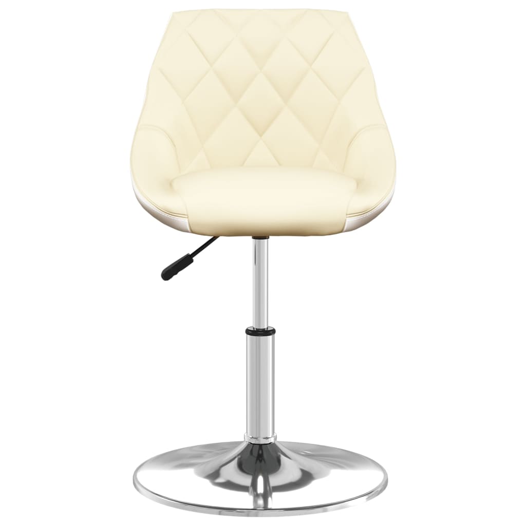 vidaXL Eetkamerstoelen draaibaar 2 st kunstleer crèmekleurig en wit