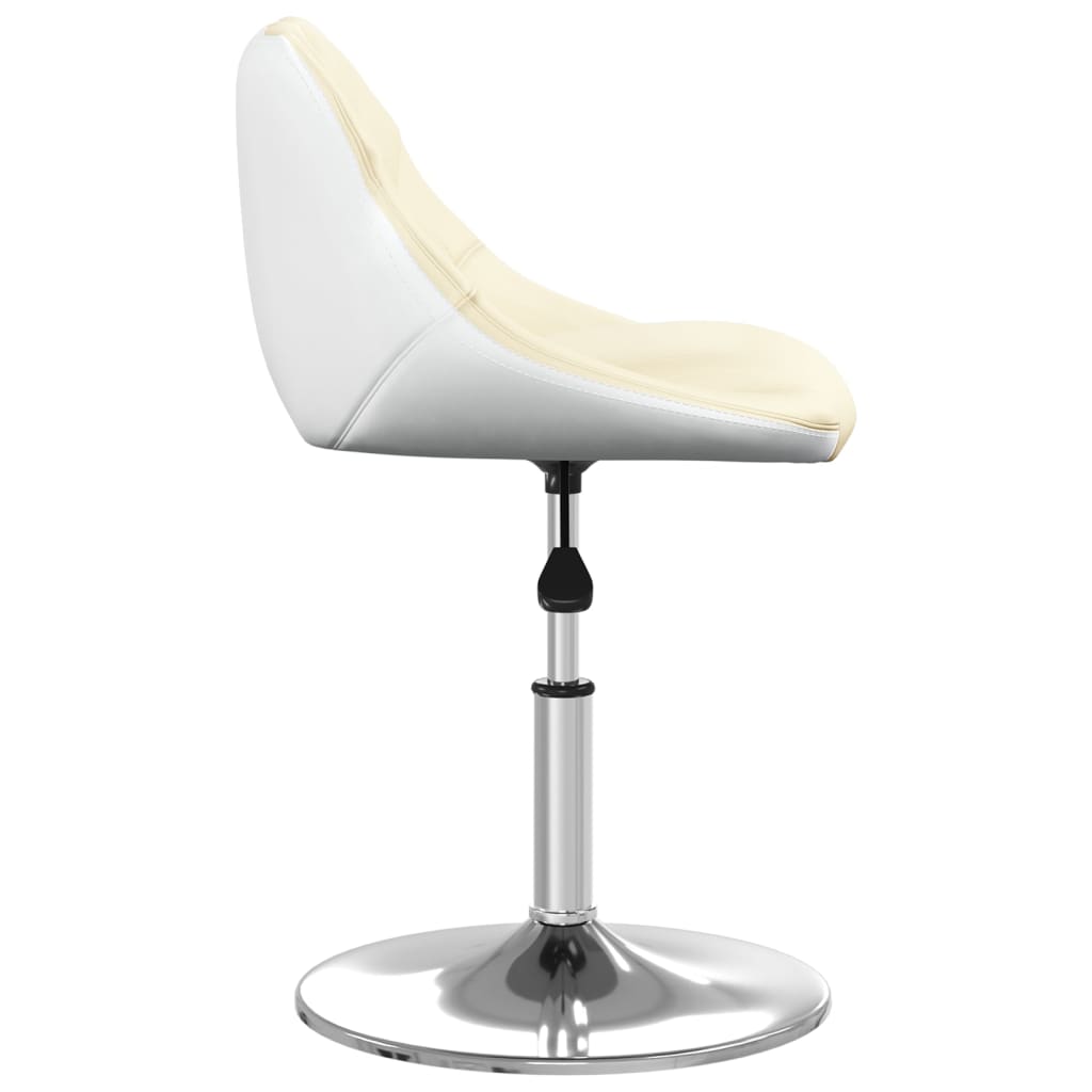 vidaXL Eetkamerstoelen draaibaar 2 st kunstleer crèmekleurig en wit