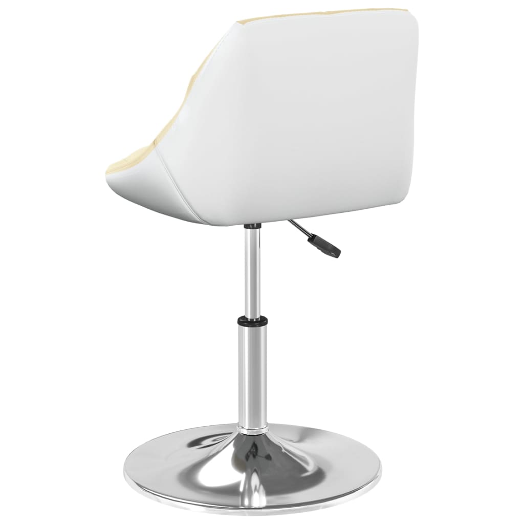 vidaXL Eetkamerstoelen draaibaar 2 st kunstleer crèmekleurig en wit