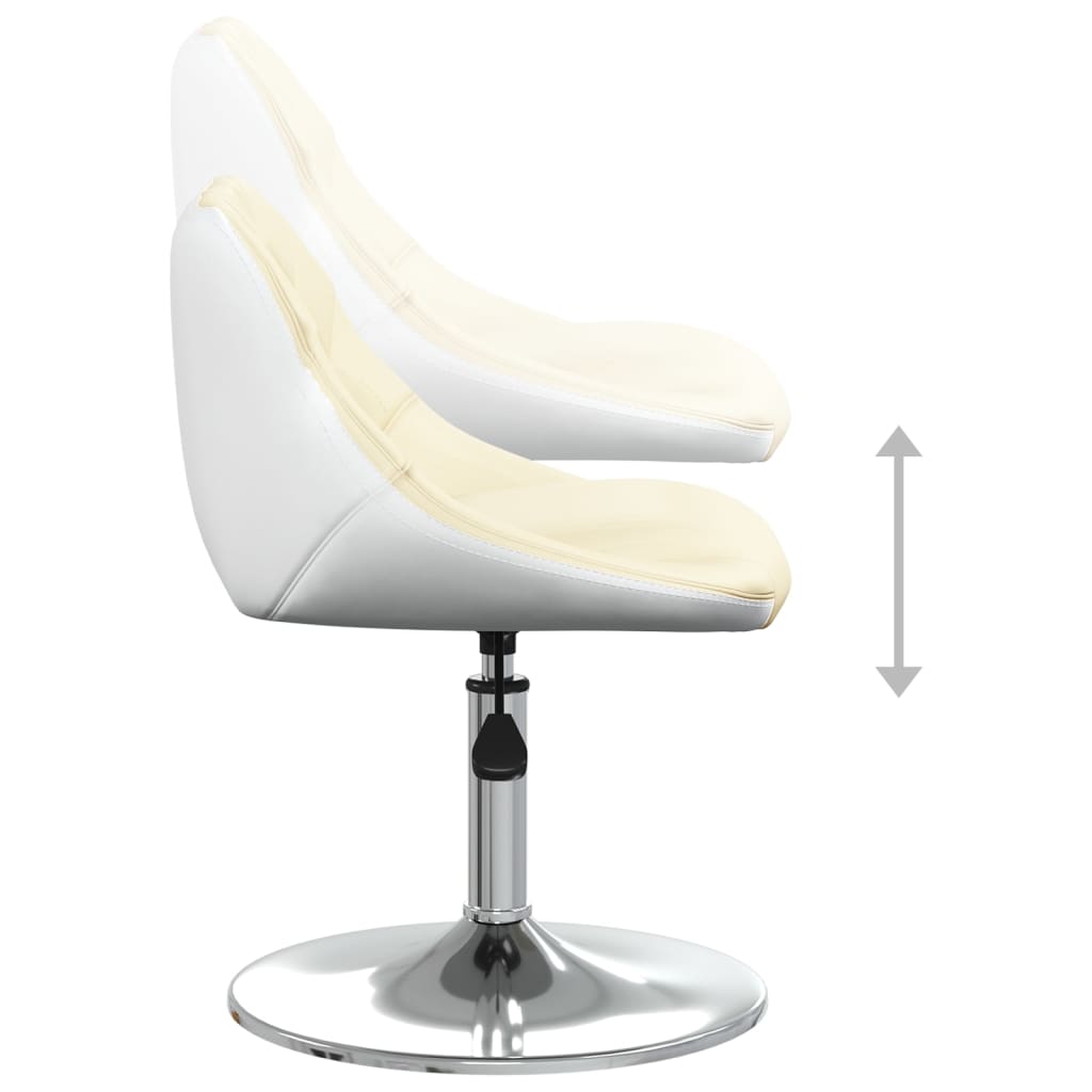 vidaXL Eetkamerstoelen draaibaar 2 st kunstleer crèmekleurig en wit