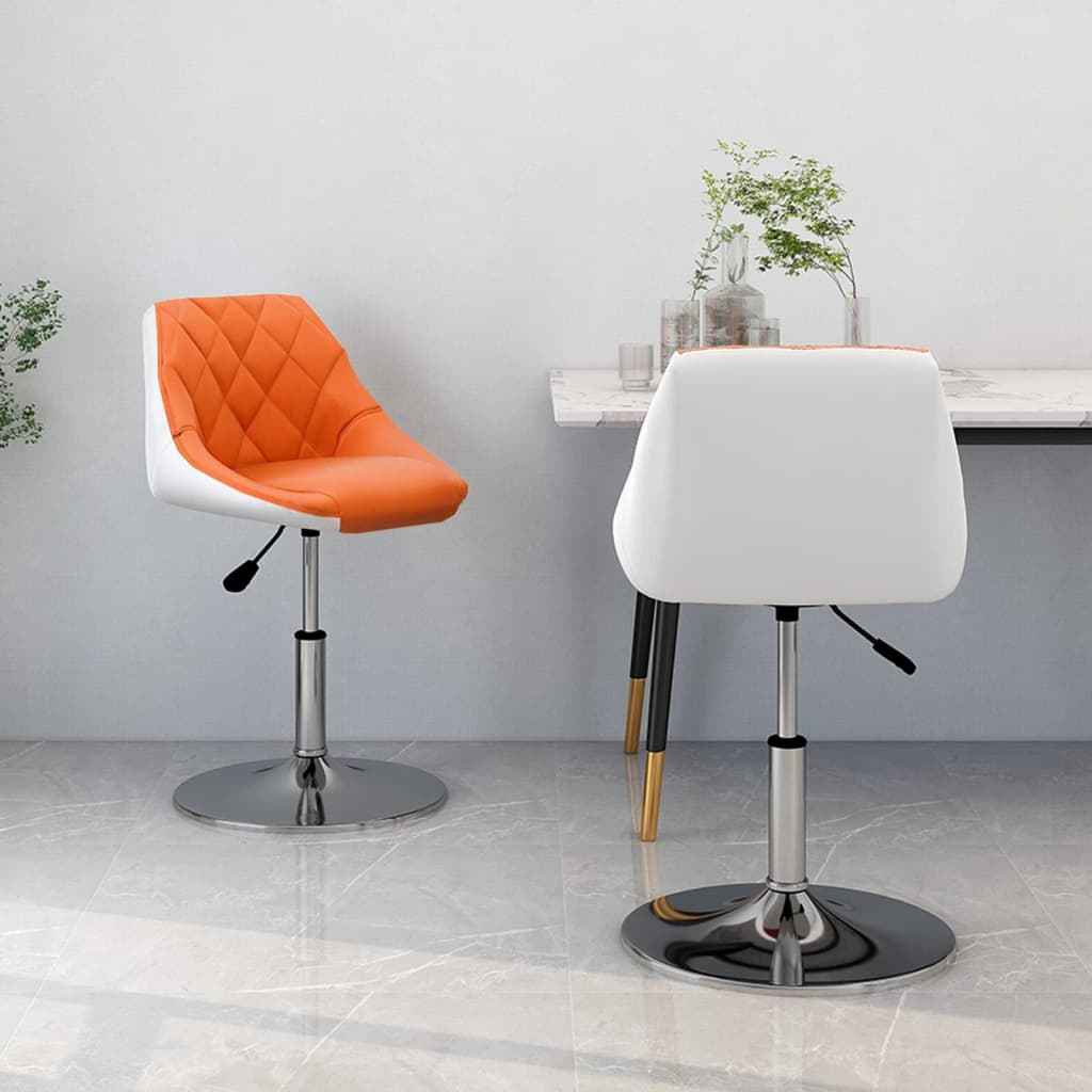 vidaXL Eetkamerstoelen draaibaar 2 st kunstleer crèmekleurig en wit