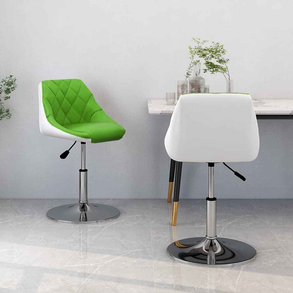 vidaXL Eetkamerstoelen draaibaar 2 st kunstleer crèmekleurig en wit