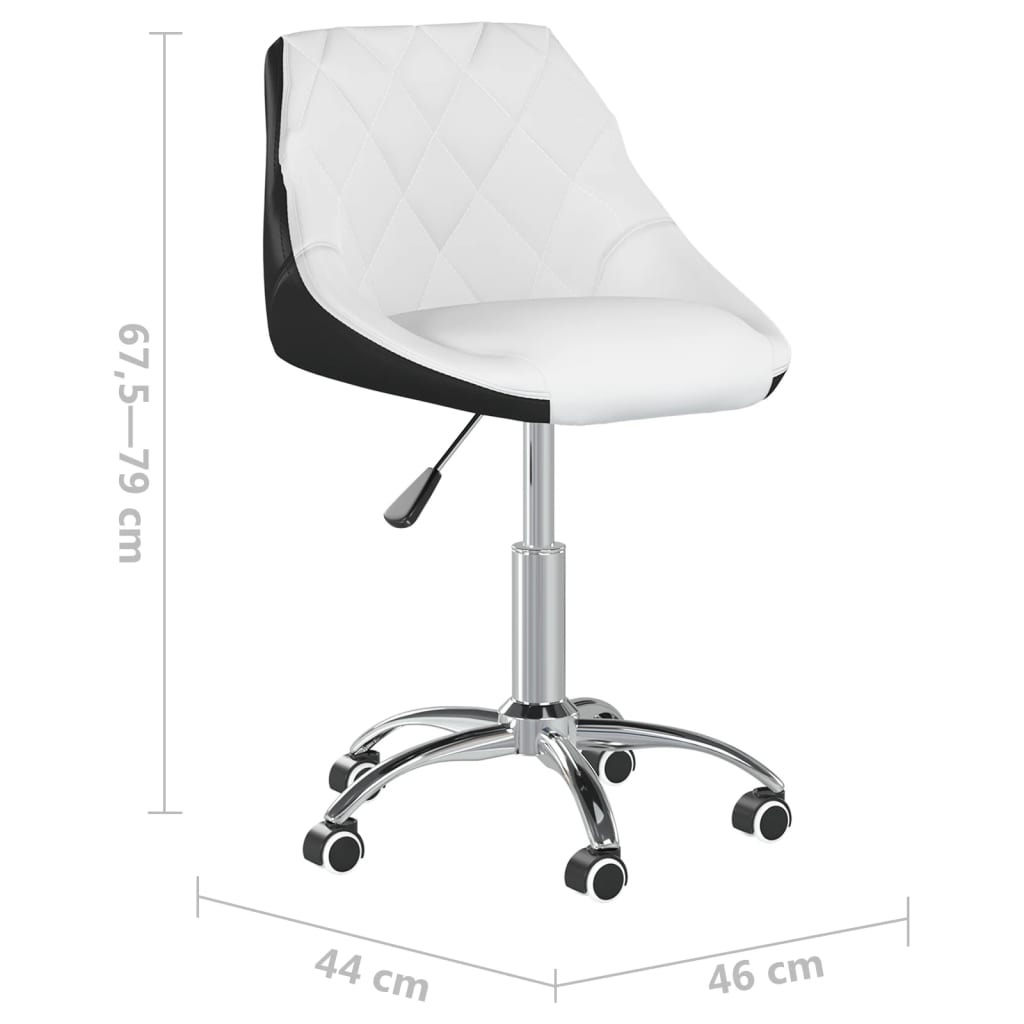 vidaXL Eetkamerstoelen draaibaar 2 st kunstleer wit en zwart
