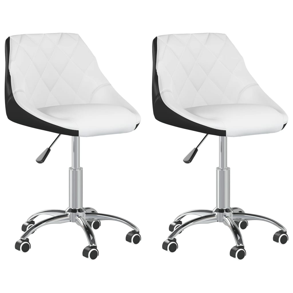 vidaXL Eetkamerstoelen draaibaar 2 st kunstleer wit en zwart