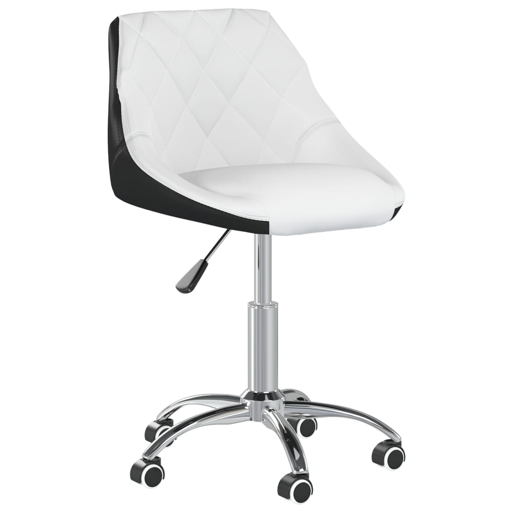 vidaXL Eetkamerstoelen draaibaar 2 st kunstleer wit en zwart