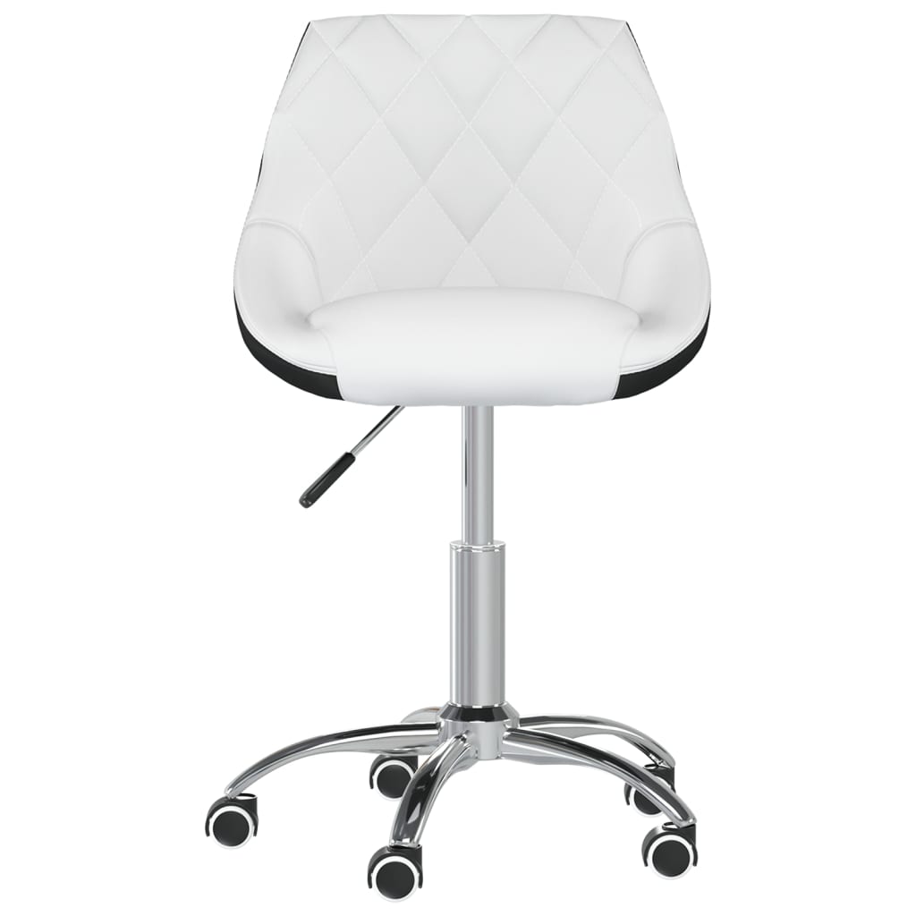 vidaXL Eetkamerstoelen draaibaar 2 st kunstleer wit en zwart
