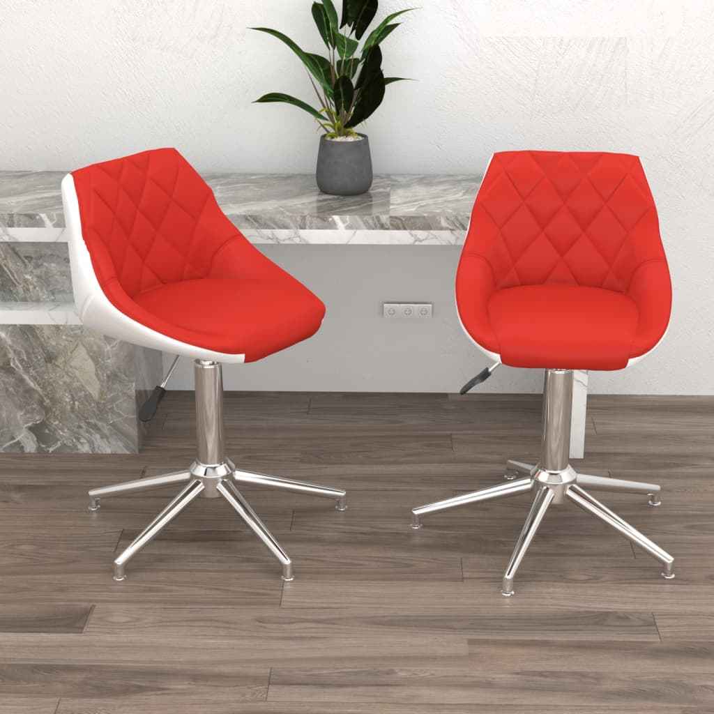 vidaXL Eetkamerstoelen draaibaar 2 st kunstleer wit en zwart