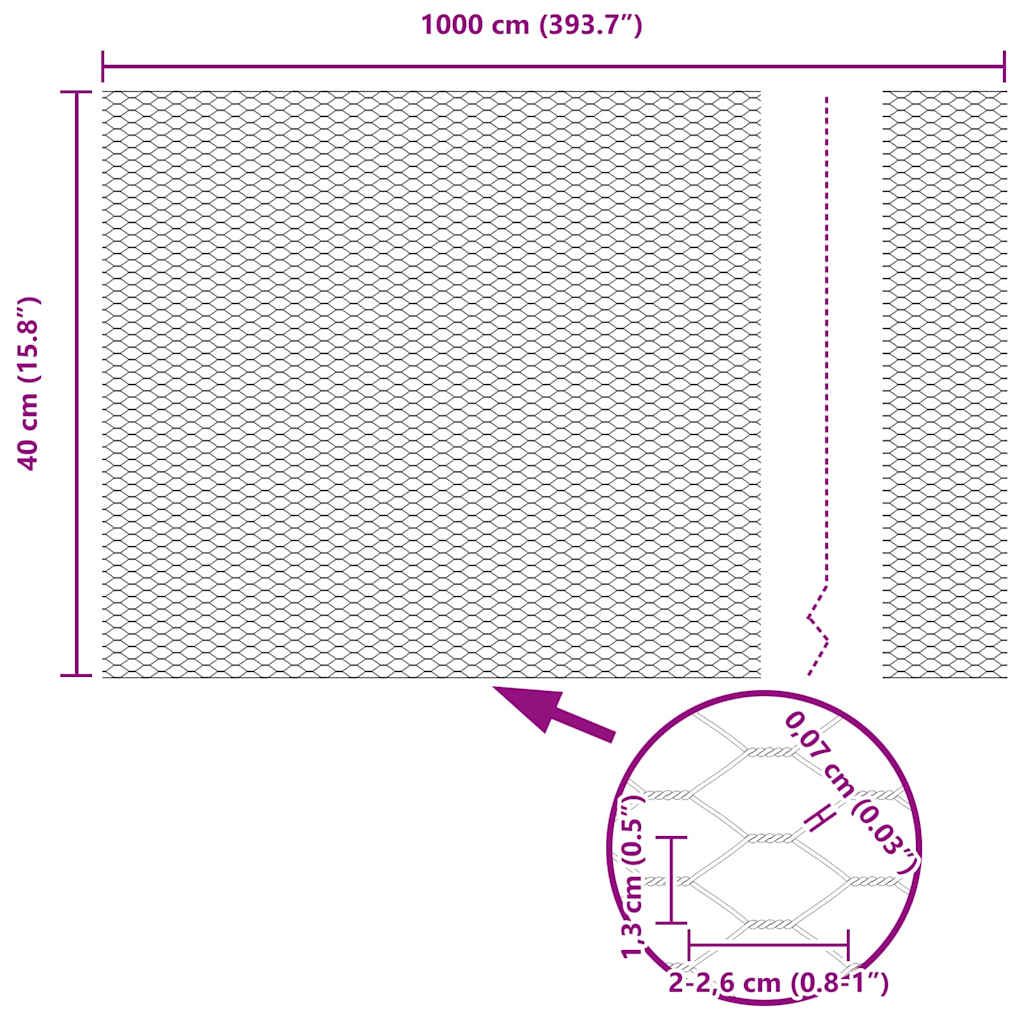 vidaXL Hexagon Hek Groen 0.4x10 m Staal