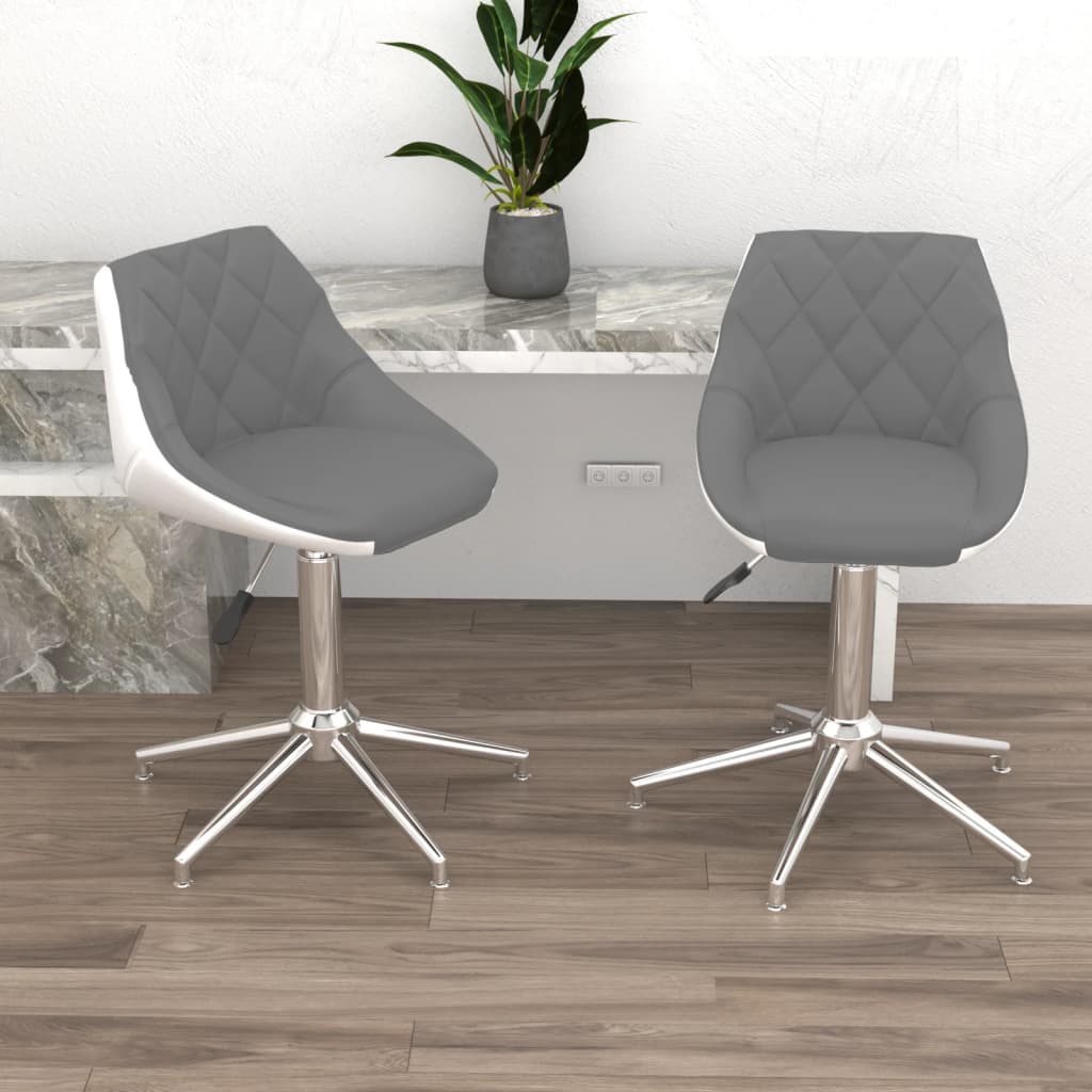 vidaXL Eetkamerstoelen draaibaar 2 st kunstleer wit en zwart