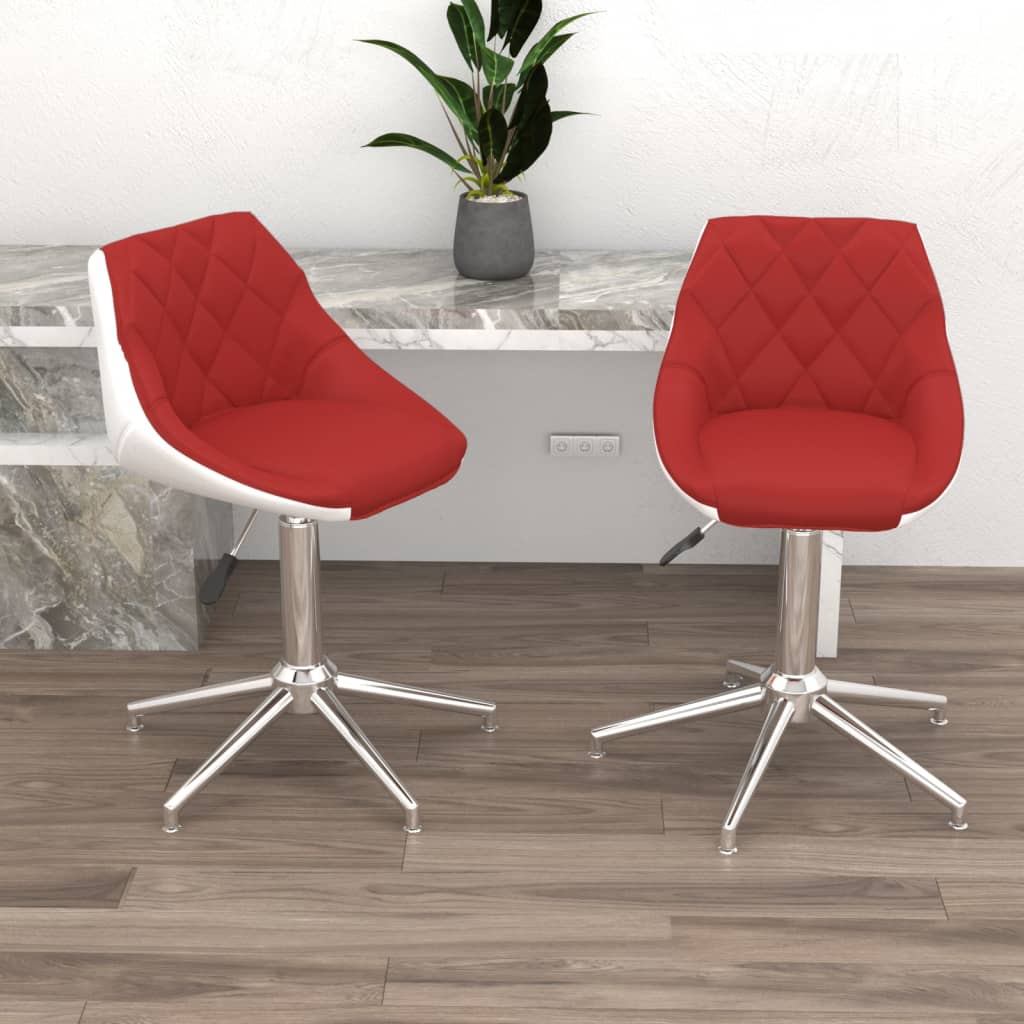 vidaXL Eetkamerstoelen draaibaar 2 st kunstleer wit en zwart