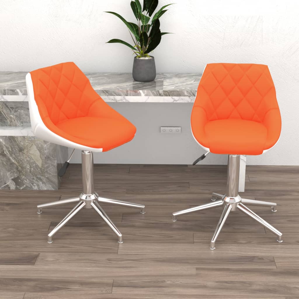 vidaXL Eetkamerstoelen draaibaar 2 st kunstleer wit en zwart