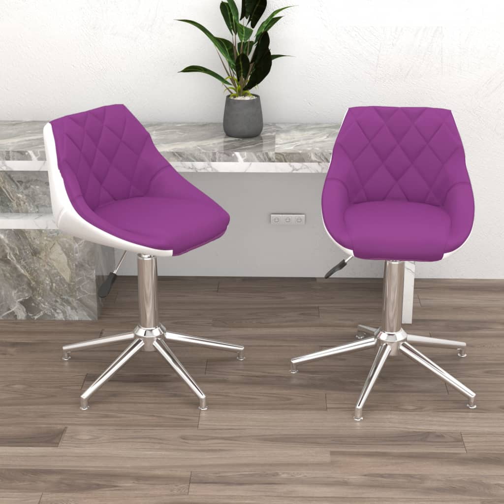 vidaXL Eetkamerstoelen draaibaar 2 st kunstleer wit en zwart