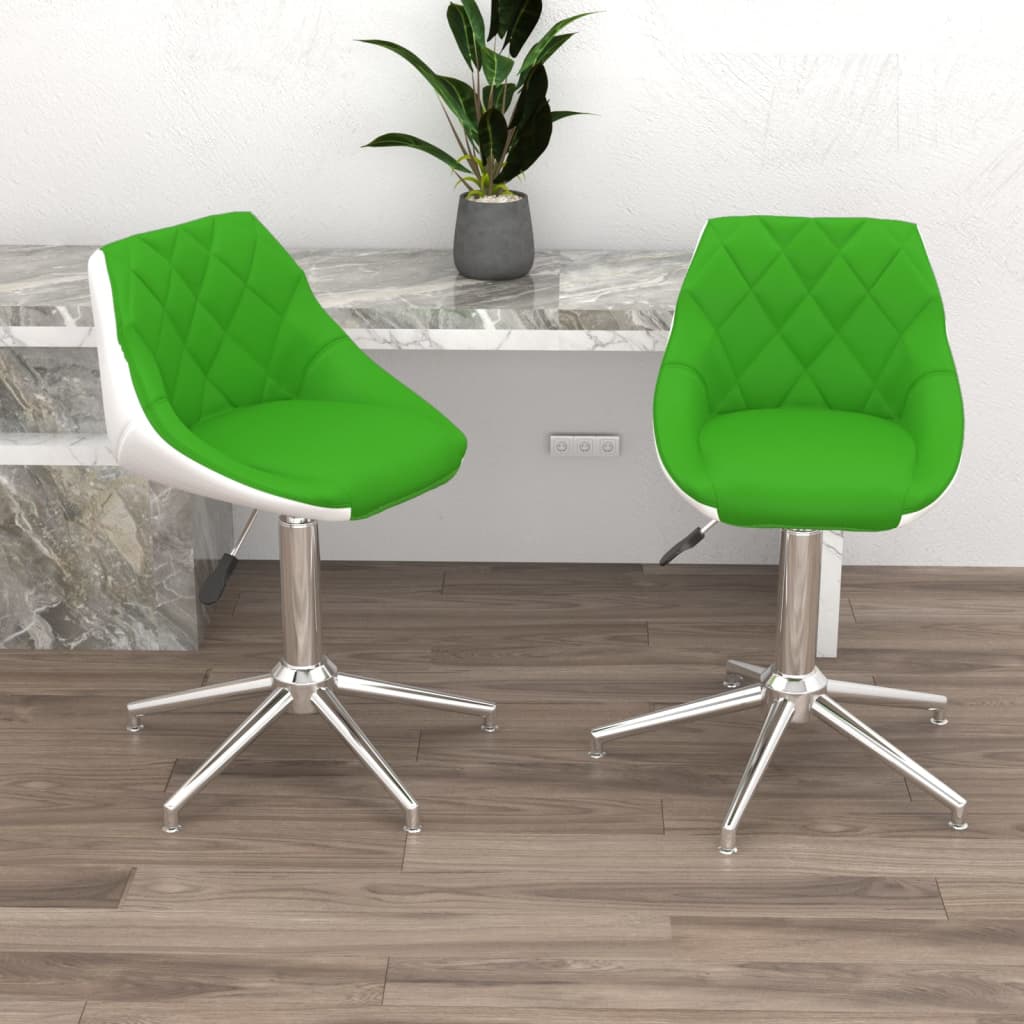 vidaXL Eetkamerstoelen draaibaar 2 st kunstleer wit en zwart