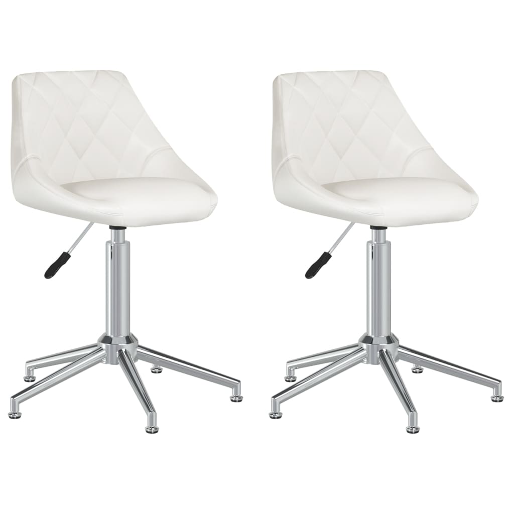 vidaXL Eetkamerstoelen draaibaar 2 st kunstleer wit