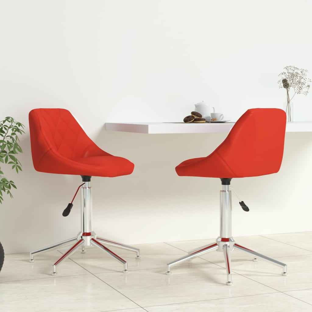 vidaXL Eetkamerstoelen draaibaar 2 st kunstleer wit
