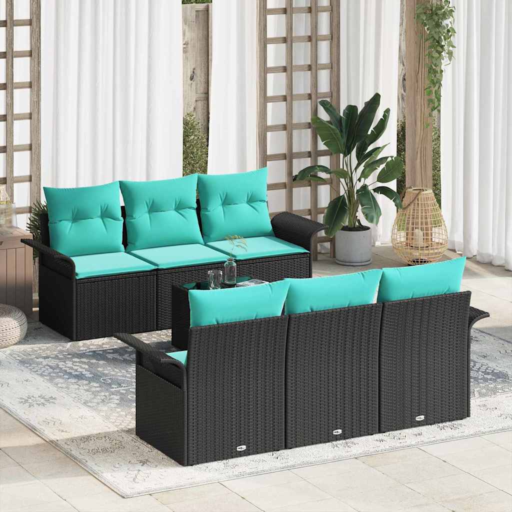 vidaXL Tuin Sofa Set 7 pcs Beige Rood Poly rattan, staal en glas