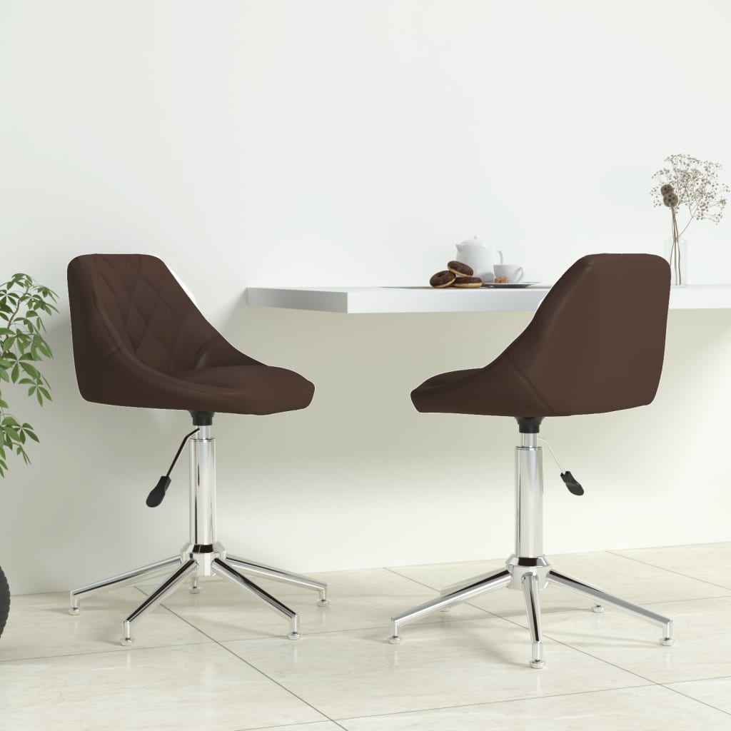 vidaXL Eetkamerstoelen draaibaar 2 st kunstleer wit