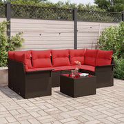 vidaXL Tuin Sofa Set met kussen 7 pcs Beige en Rood poly rattan