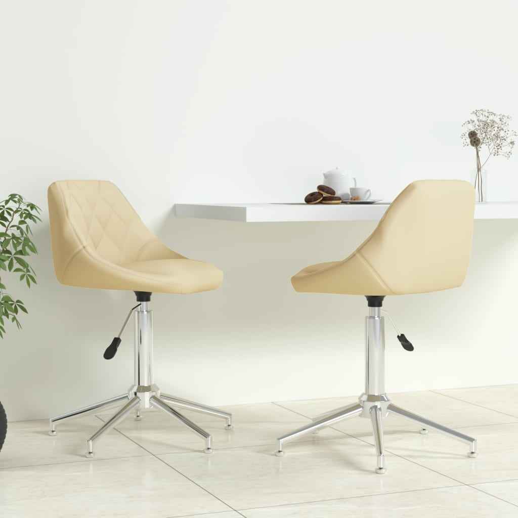 vidaXL Eetkamerstoelen draaibaar 2 st kunstleer wit