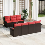 vidaXL Tuin Sofa Set met kussen 8 pcs Beige en Rood poly rattan