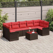 vidaXL Tuin Sofa Set met kussen 8 pcs Beige en Rood poly rattan